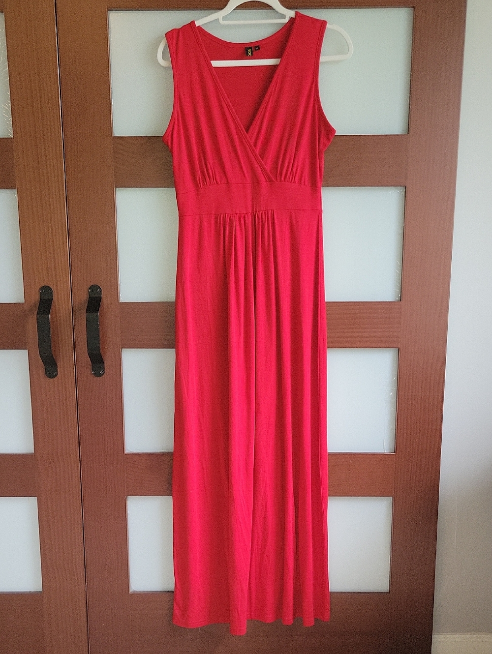 Red Sleeveless V-Neck Maxi Dress - Unbranded
